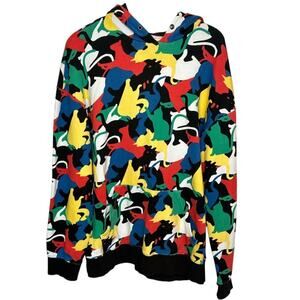 Hot Topic Multicolor Men's Cat Camo Hoodie Sweatshirt Size M
